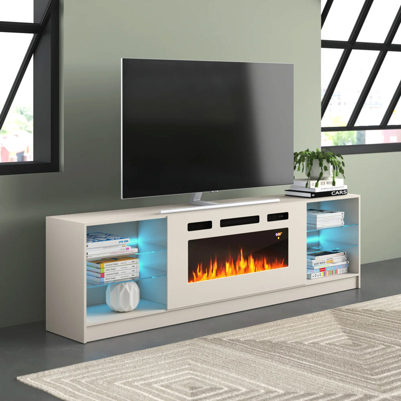 Orren Ellis Delaine TV Stand for TVs up to 88" with Fireplace Included